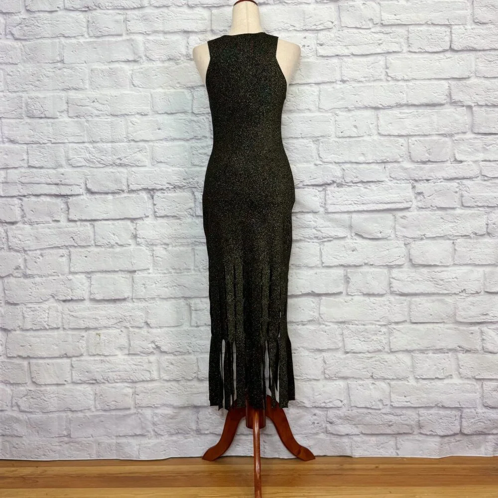 Rails Kaia Black & Metallic Gold Knit Bodycon Dress - Picture 2 of 6